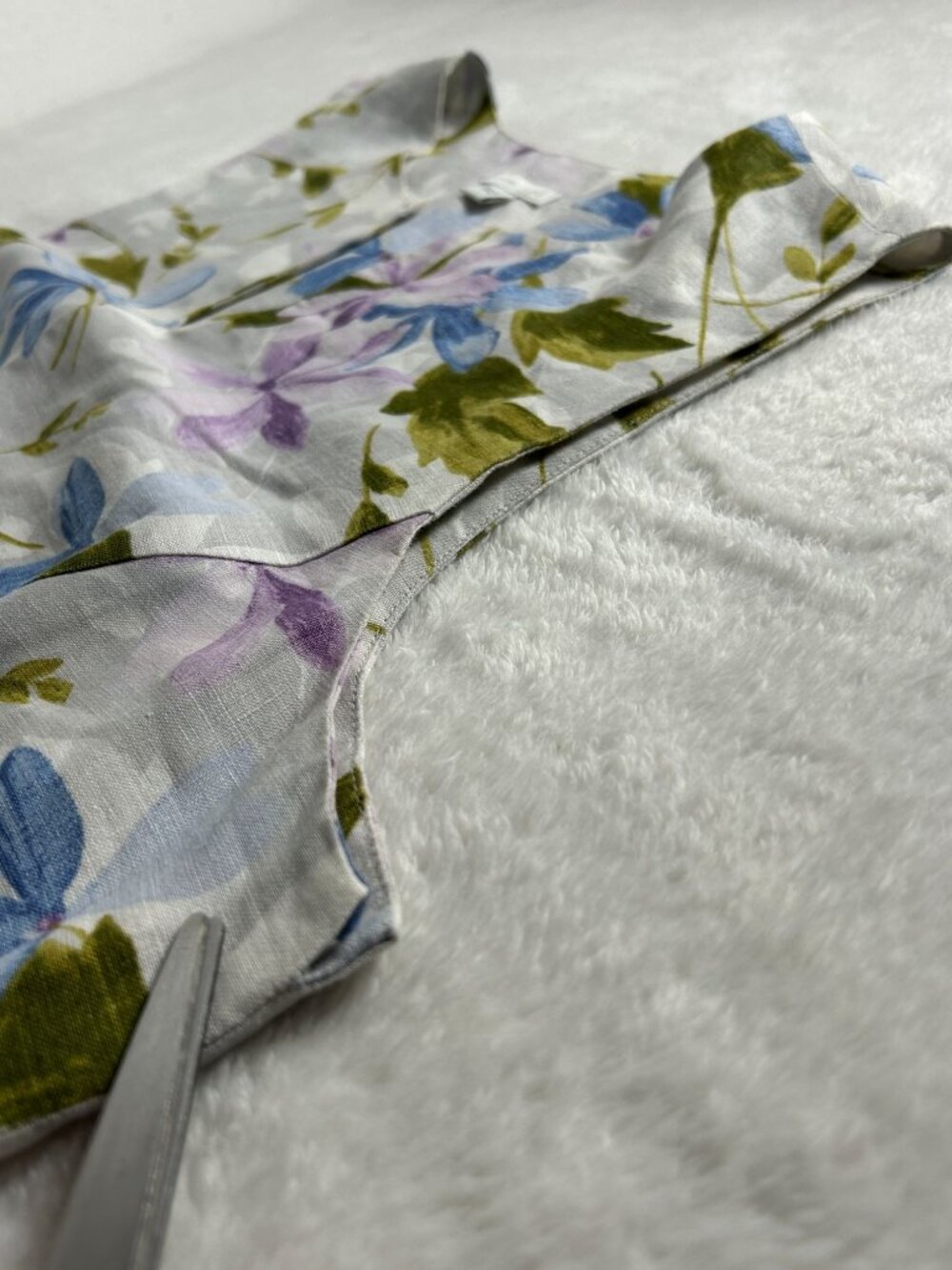 J. Jill Love Linen Womens Floral Sleeveless Dress Large Purple Blue Botanical - Picture 7 of 10